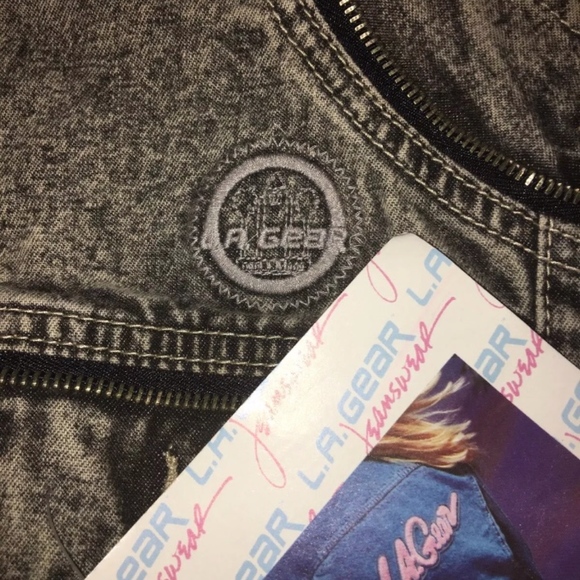 VTG* 1985 L.A. GEAR Acid Washed Denim Jacket Skirt - Picture 6 of 8